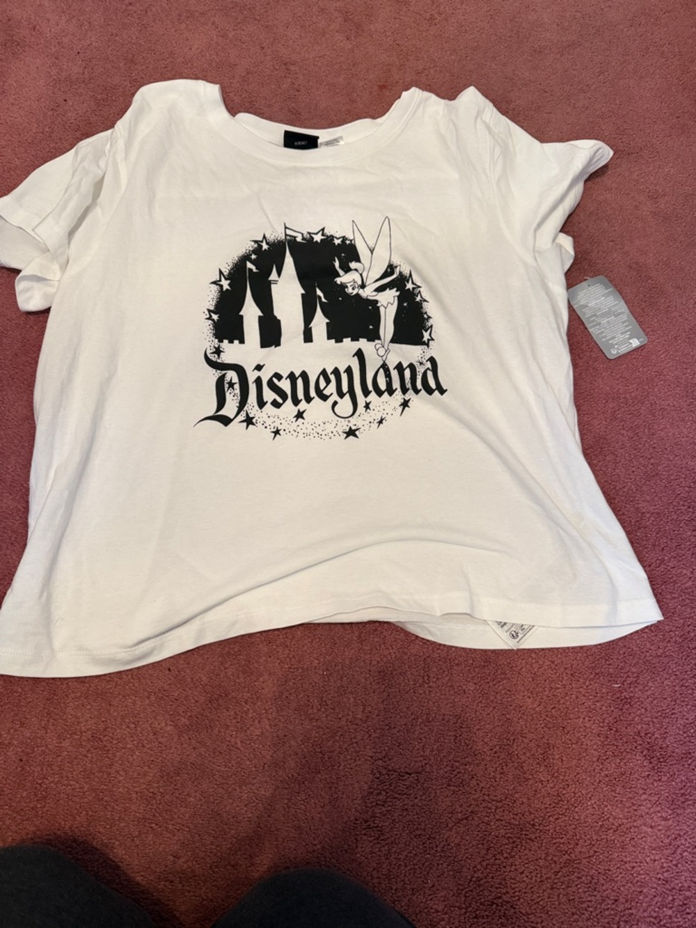 Disney White Tee with Black Disneyland & Tinker Bell Graphic NWT